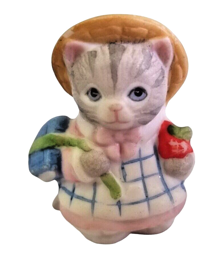 Vintage BS School Girl Kitty Cat Blue  Miniature Figure 1.5\