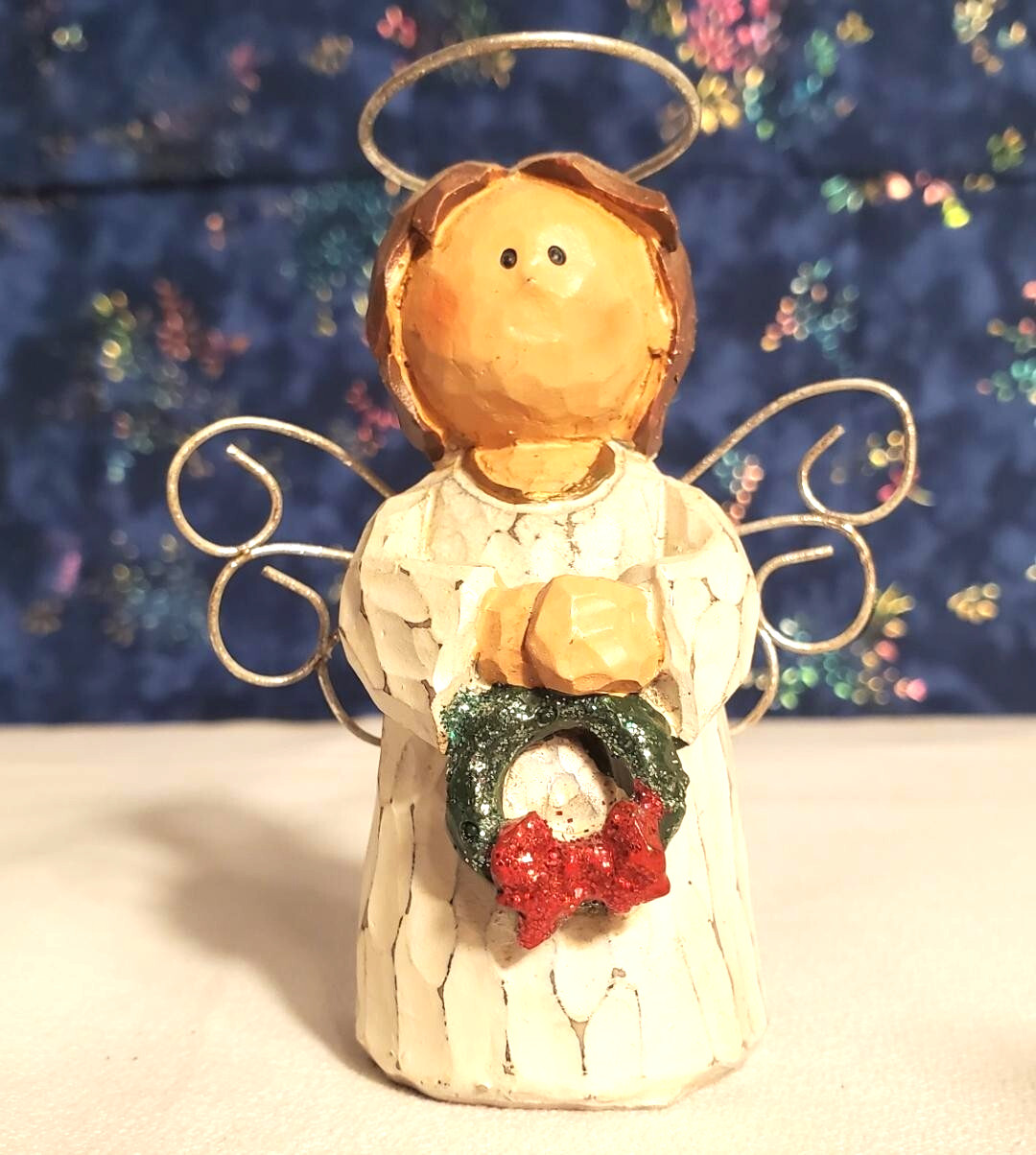 Ganz Angel Figurine Collectable Christmas Resin Silver Halo and Wings White Robe