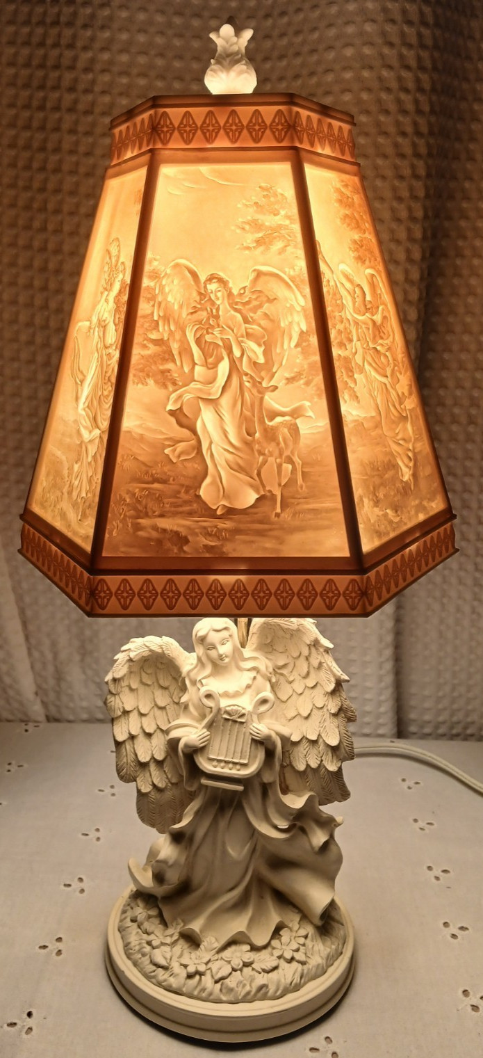 VTG LITHOPHANE CHRISTIANITY ANGEL LAMP 6 PANEL HEXAGON SHADE RESIN NIGHT LIGHT VTG LITHOPHANE CHRISTIANITY ANGEL LAMP 6 PANEL HEXAGON SHADE RESIN NIGHT LIGHT