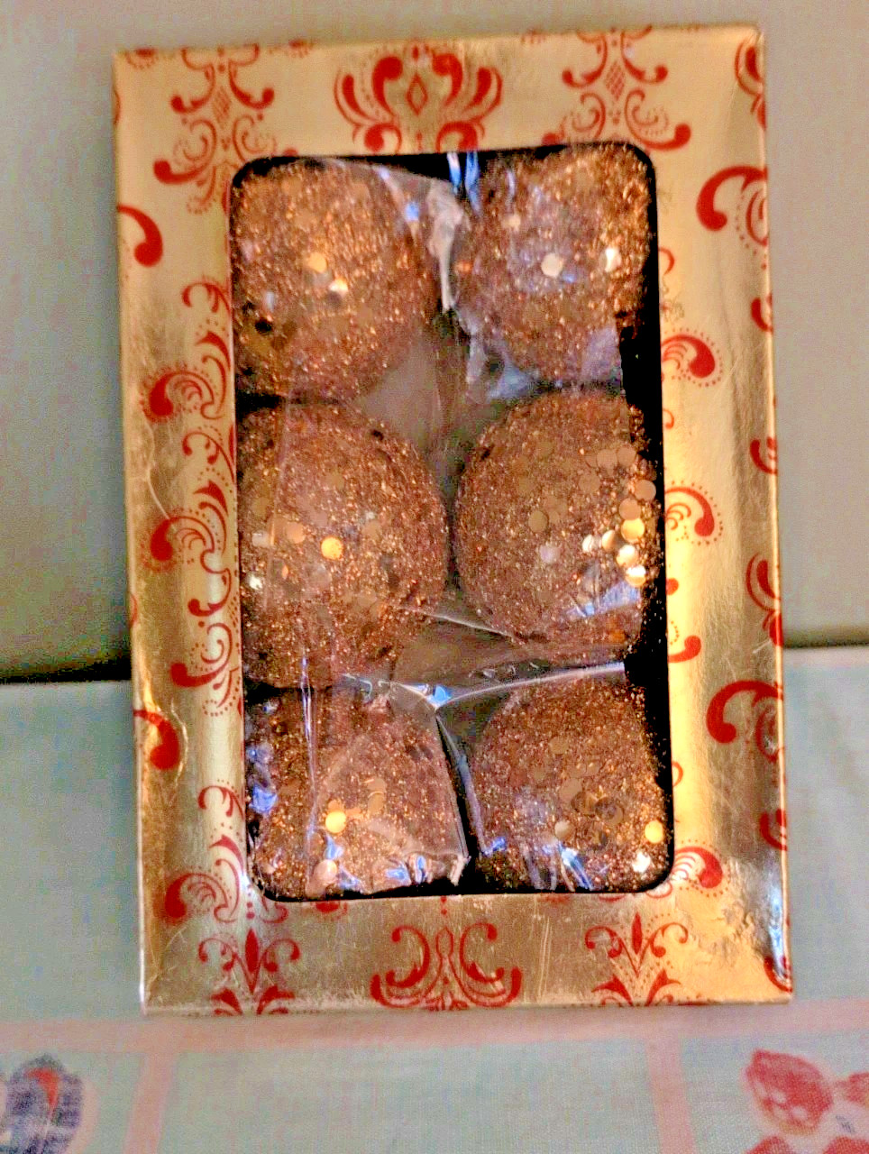 6 New Vintage Holt Howard Hang Paper Disco Glitter Christmas Gold Ornaments HH🎄
