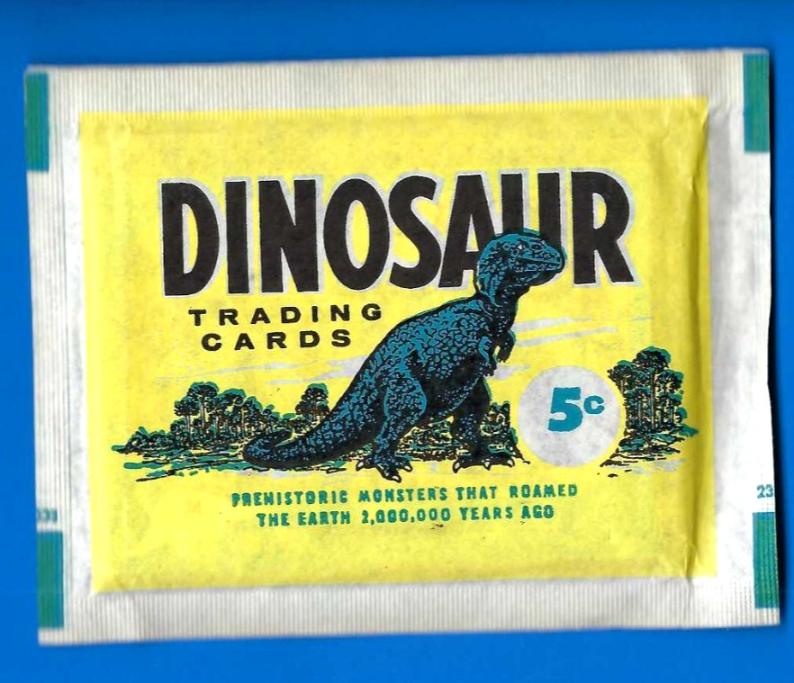 1961 VINTAGE DINOSAUR UNOPENED CARD PACK  NU-CARDS IN TOP LOADER-CLEAN PACK
