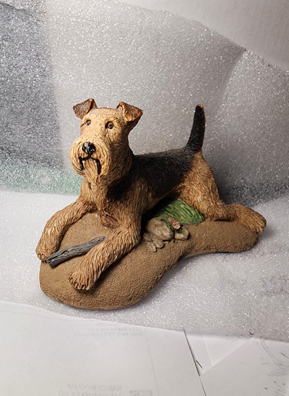 Vintage 1984Earl Sherwan Charmstone Airedale Terrier Dog Figurine Marv-Art Vintage 1984Earl Sherwan Charmstone Airedale Terrier Dog Figurine Marv-Art