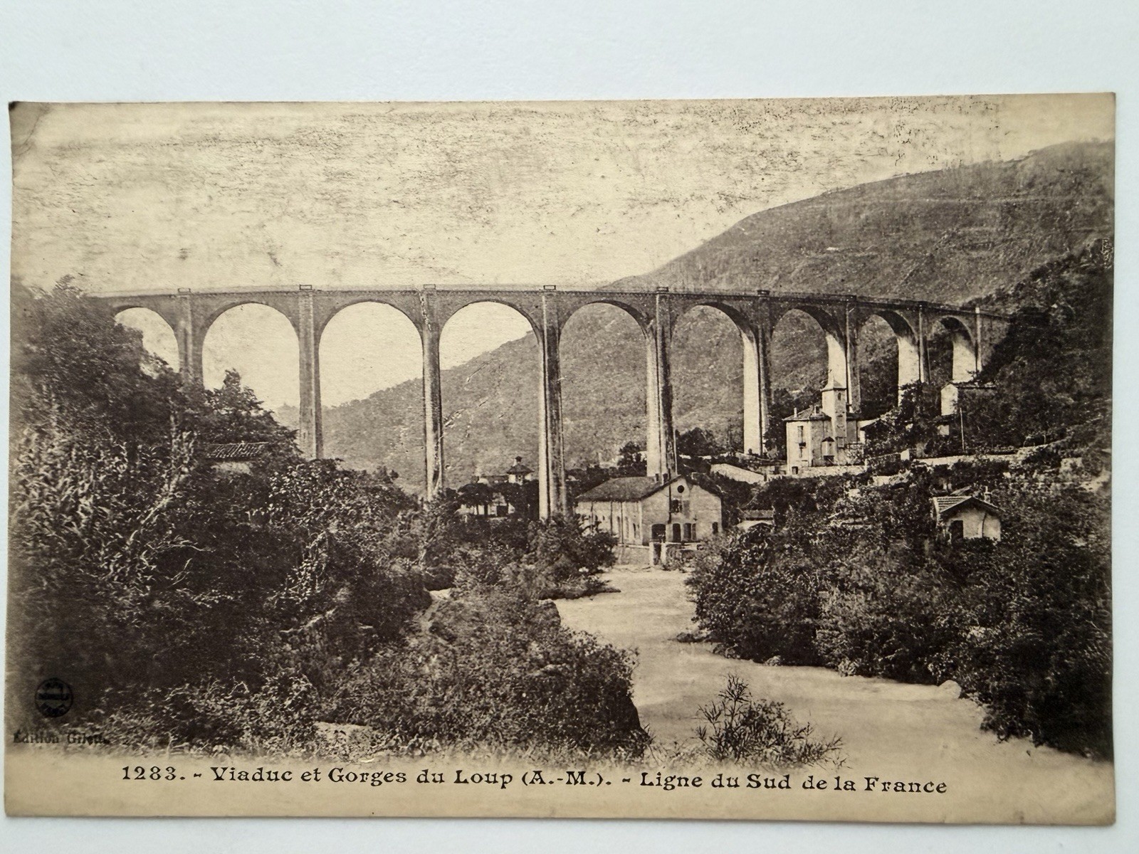 1921 France CPA Viaduc du Loup Railway Bridge Destroyed WWII Giletta Postcard