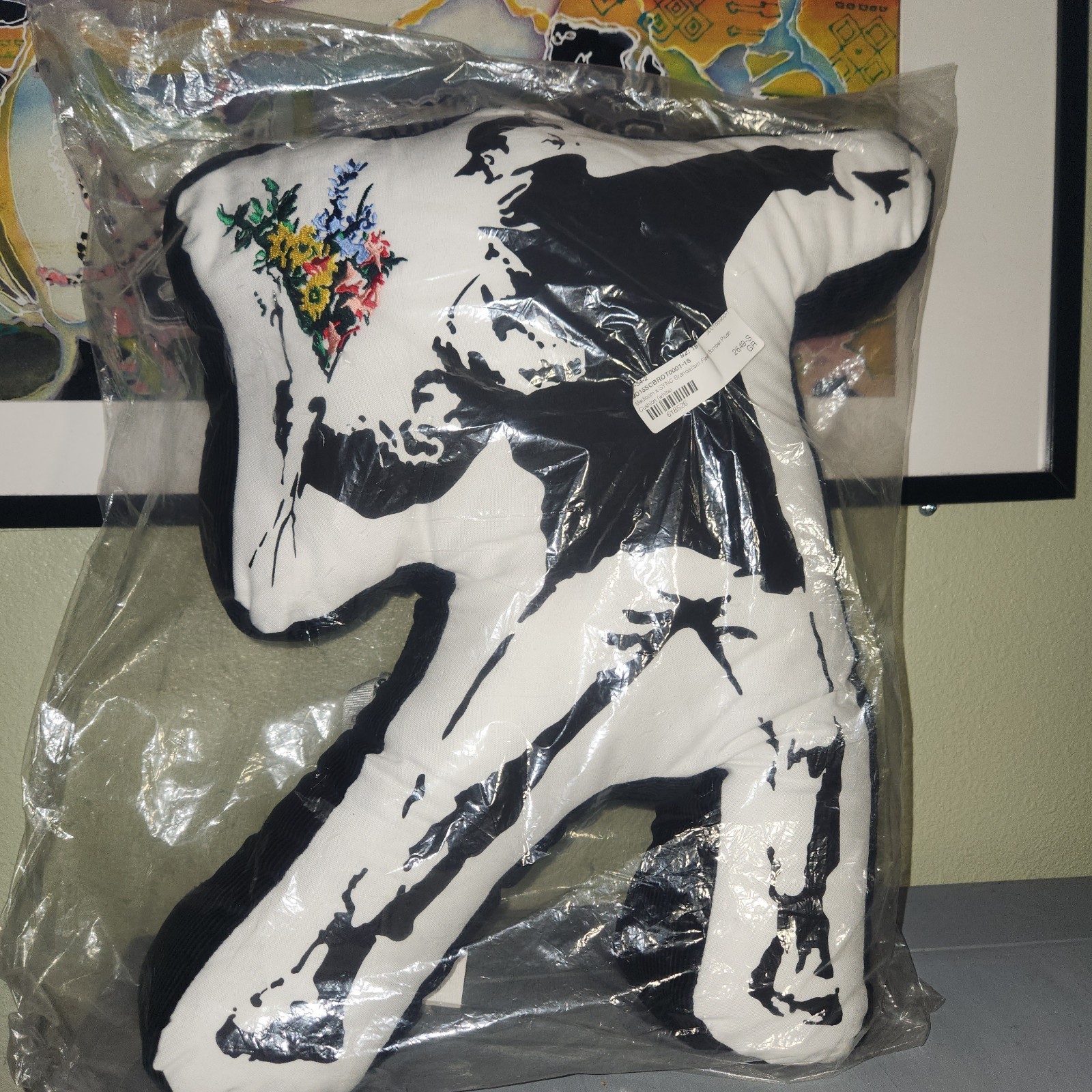 Banksy x Medicom x Sync Brandalism Pillow Plush Cushion Art NWT Flower Bomber