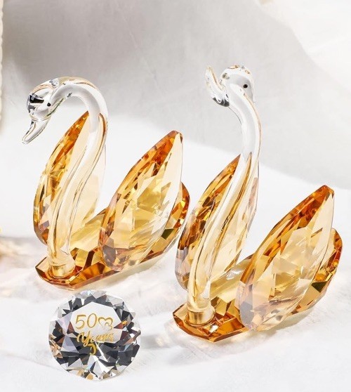 3pcs 50th Wedding Anniversary Swan Gifts for Parents, 50th Anniversary Gift