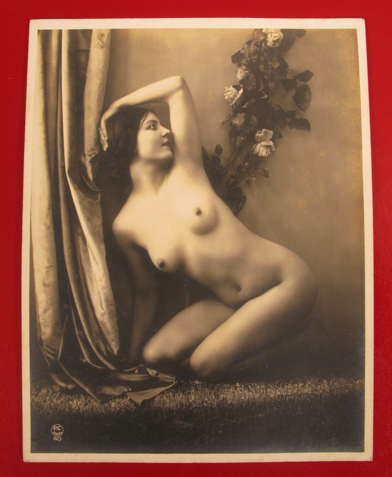 VINTAGE ORIGINAL 1920\'s PHOTOGRAPH FEMALE NYMPH ROSES SENSUAL ART DECO FABULOUS