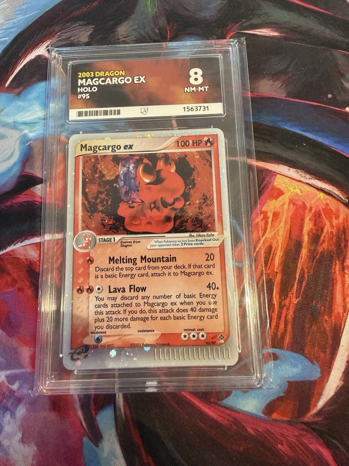 Pokémon 2003 Dragon Magcargo Ex Holo #95/97 Graded Ace 8 Mint