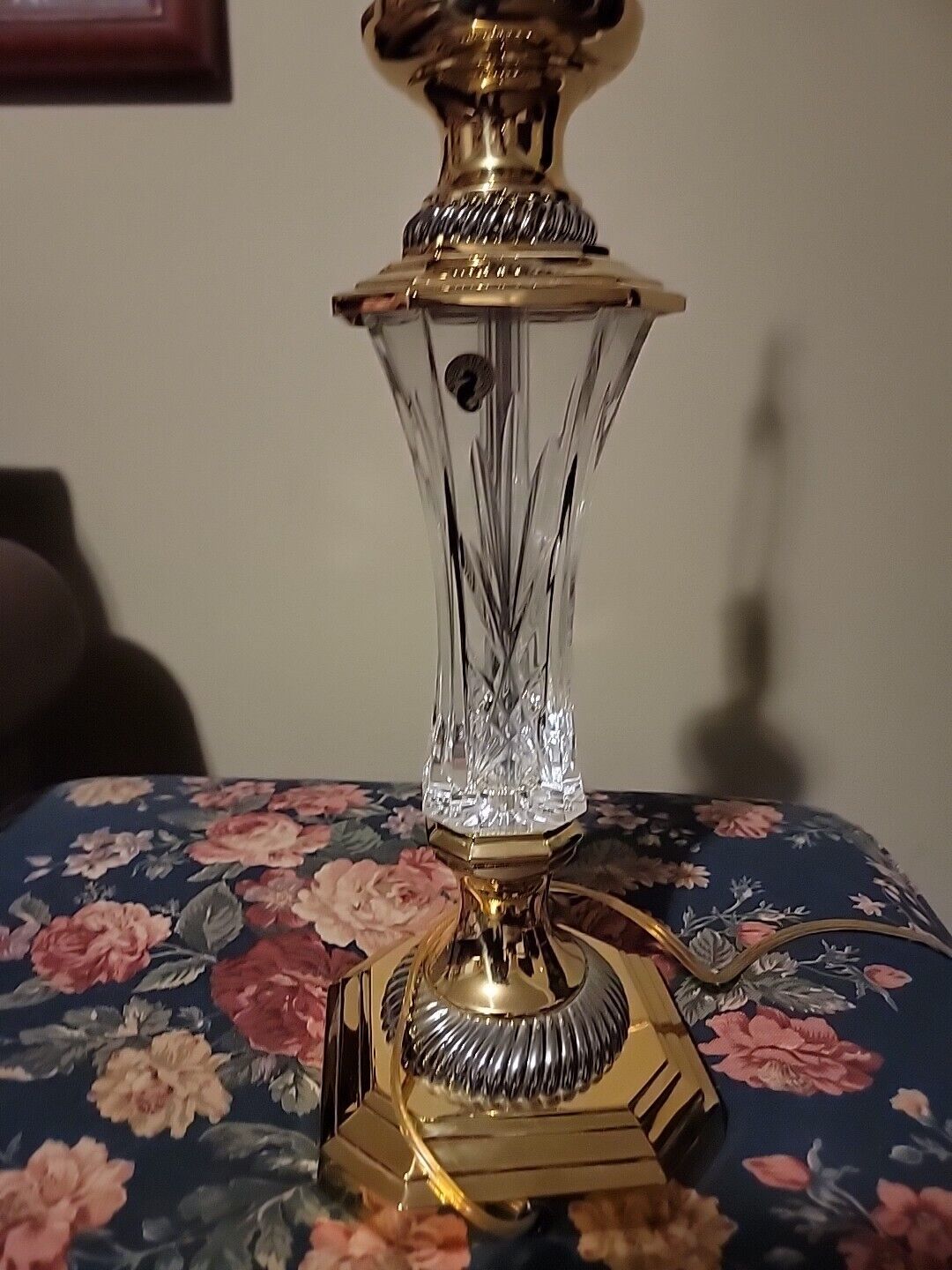 Signed Waterford Brass Heavy Crystal Table Lamp 29 1/4\