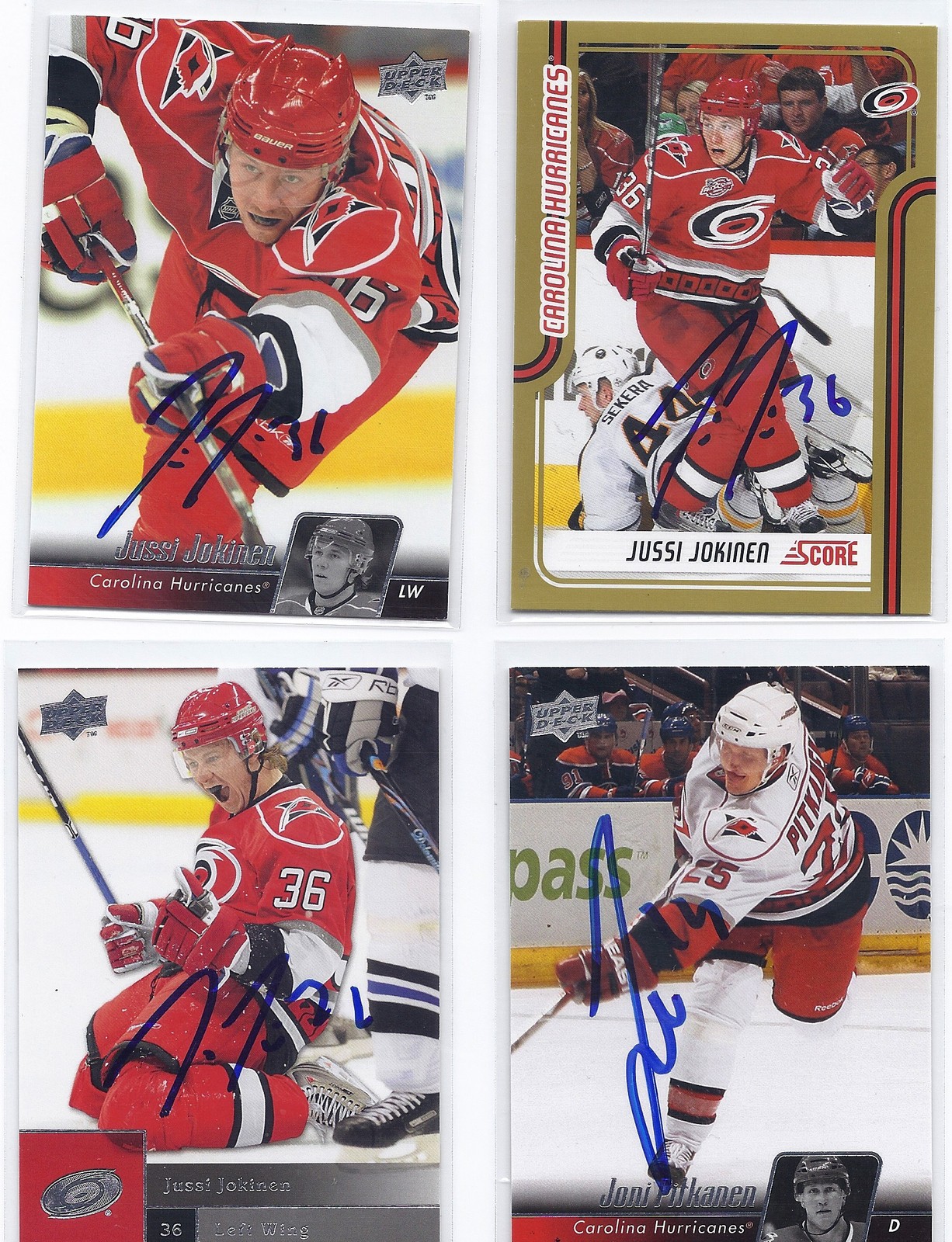 2009-10 UD #85 Jussi Jokinen Carolina Hurricanes Autographed Hockey Card