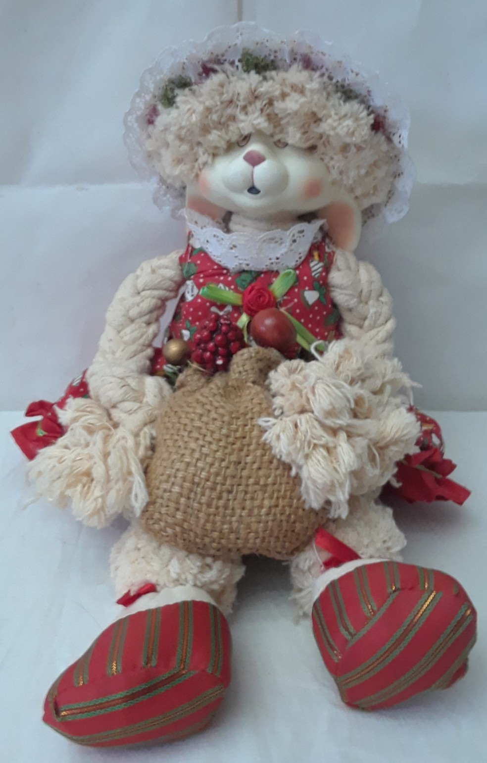 VTG House Of Lloyd Christmas Around The World Flossie Lloyd Flo Bunny Burlap Bag