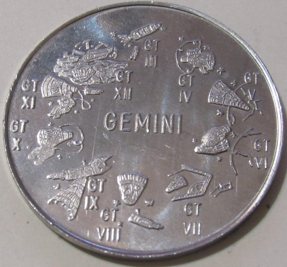 GEMINI MISSION MANNED SPACECRAFT FLIGHT SERIES ALUMINUM COIN 1.5\
