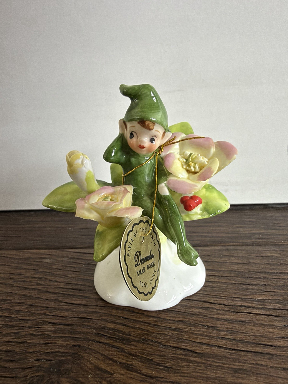 VTG Napcoware Napco Pixie Flower of the Month Elf Figurine December Xmas Rose VTG Napcoware Napco Pixie Flower of the Month Elf Figurine December Xmas Rose