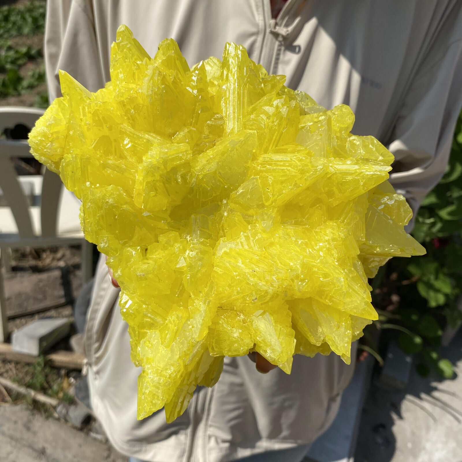3.4LB Rare yellow sulfur crystal quartz crystal mineral specimen