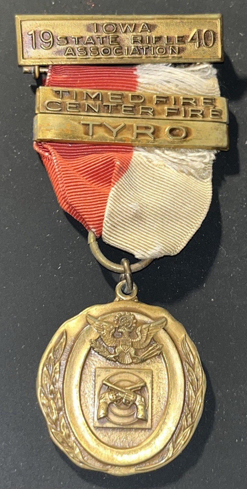 Vintage 1940 IOWA STATE RIFLE ASSOCIATION MEDAL - Timed Fire - Center Fire