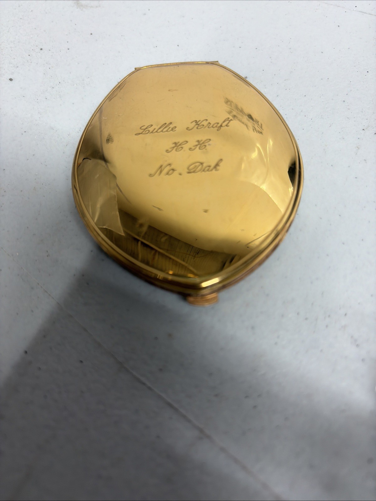 Elgin American Powder Compact Mirror Engraved Vintage