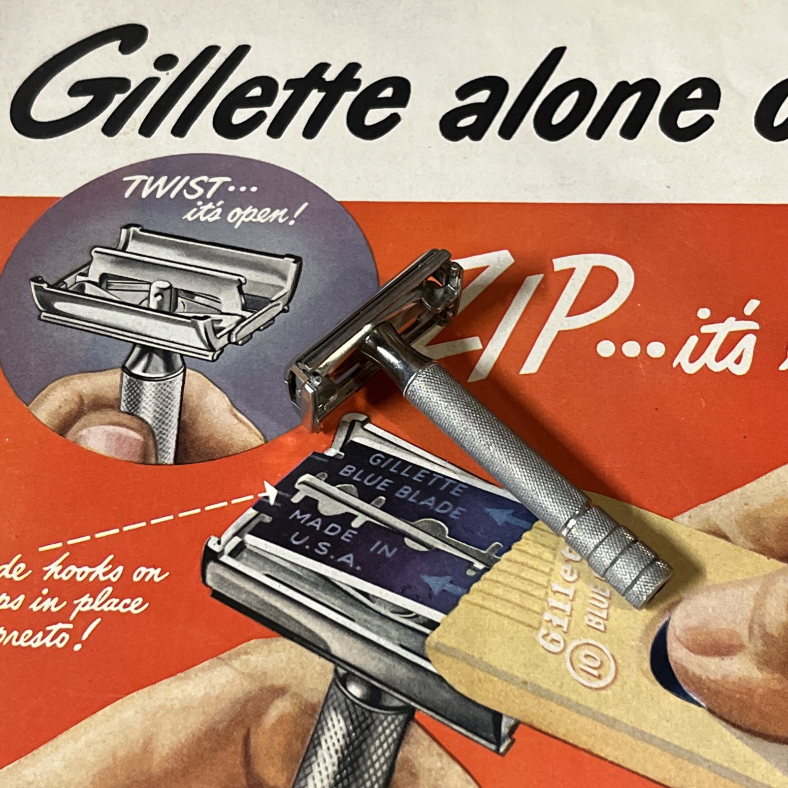 Vintage 1948-49 Gillette Super Speed DE Safety Razor TTO No Date Code