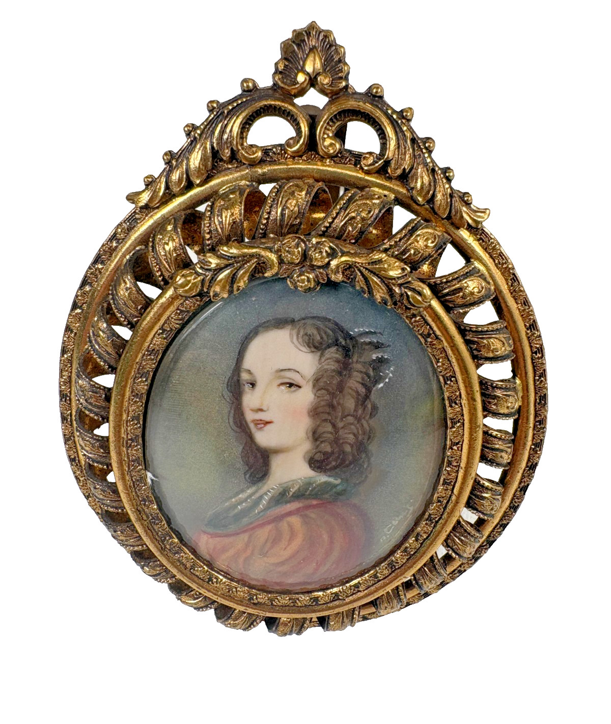 Antique French Louis XVI Gilt Picture Frame Signed Mary Robinson Portrait