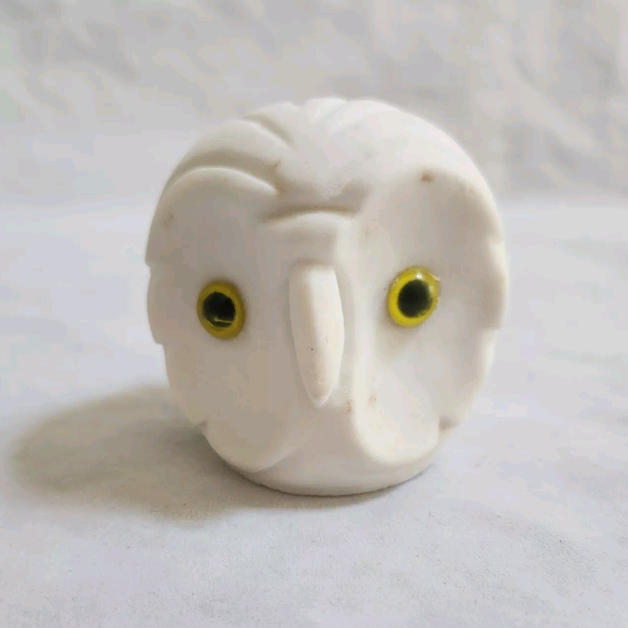 VTG White Carved Snow Owl Figurine Paperweight 2.5” Sandstone? Italy AS IS