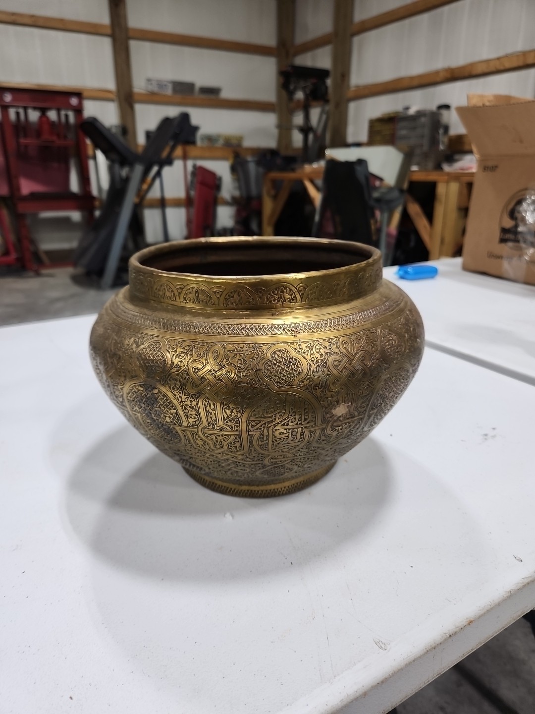 Antique Islamic Brass mamluk style Arabic inscriptions pot Calligraphy bowl rare