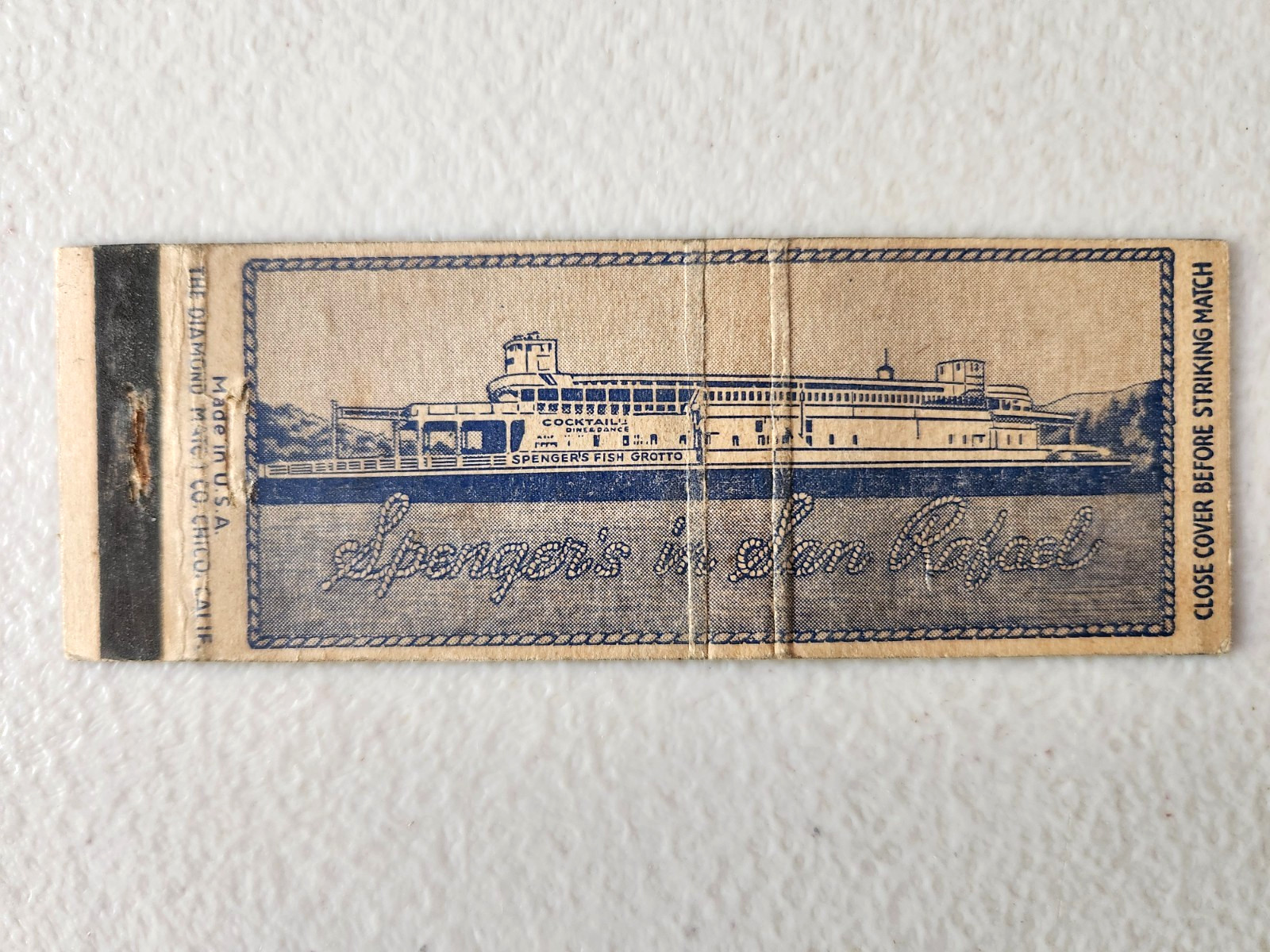 Spenger's Fish Grotto San Rafael California Full Length Matchbook Cover. Spenger's Fish Grotto San Rafael California Full Length Matchbook Cover.