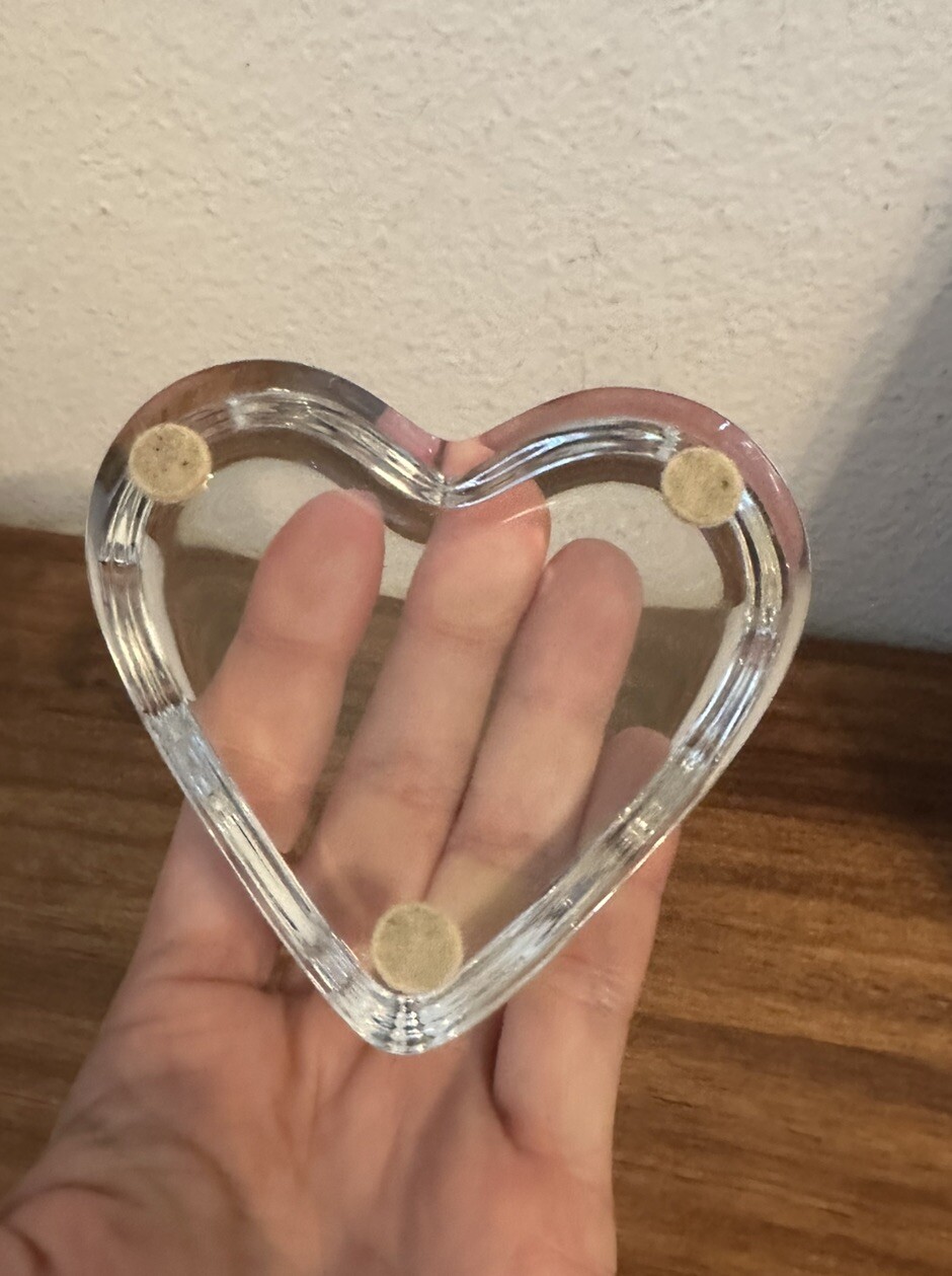 BACCARAT Original Vintage Signed Crystal HEART Figurine Paperweight, 3.5\
