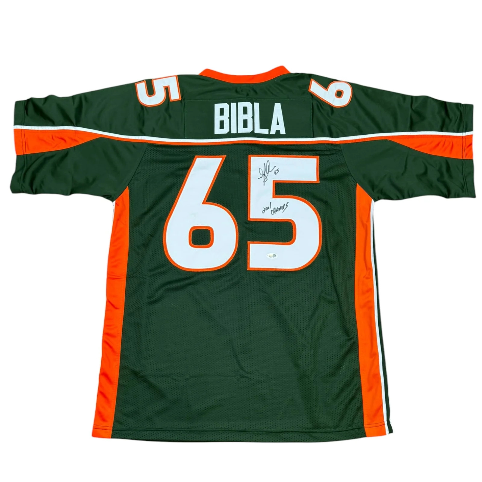 Martin Bibla Autographed Miami (Green #65) Custom Stitched Jersey - JSA
