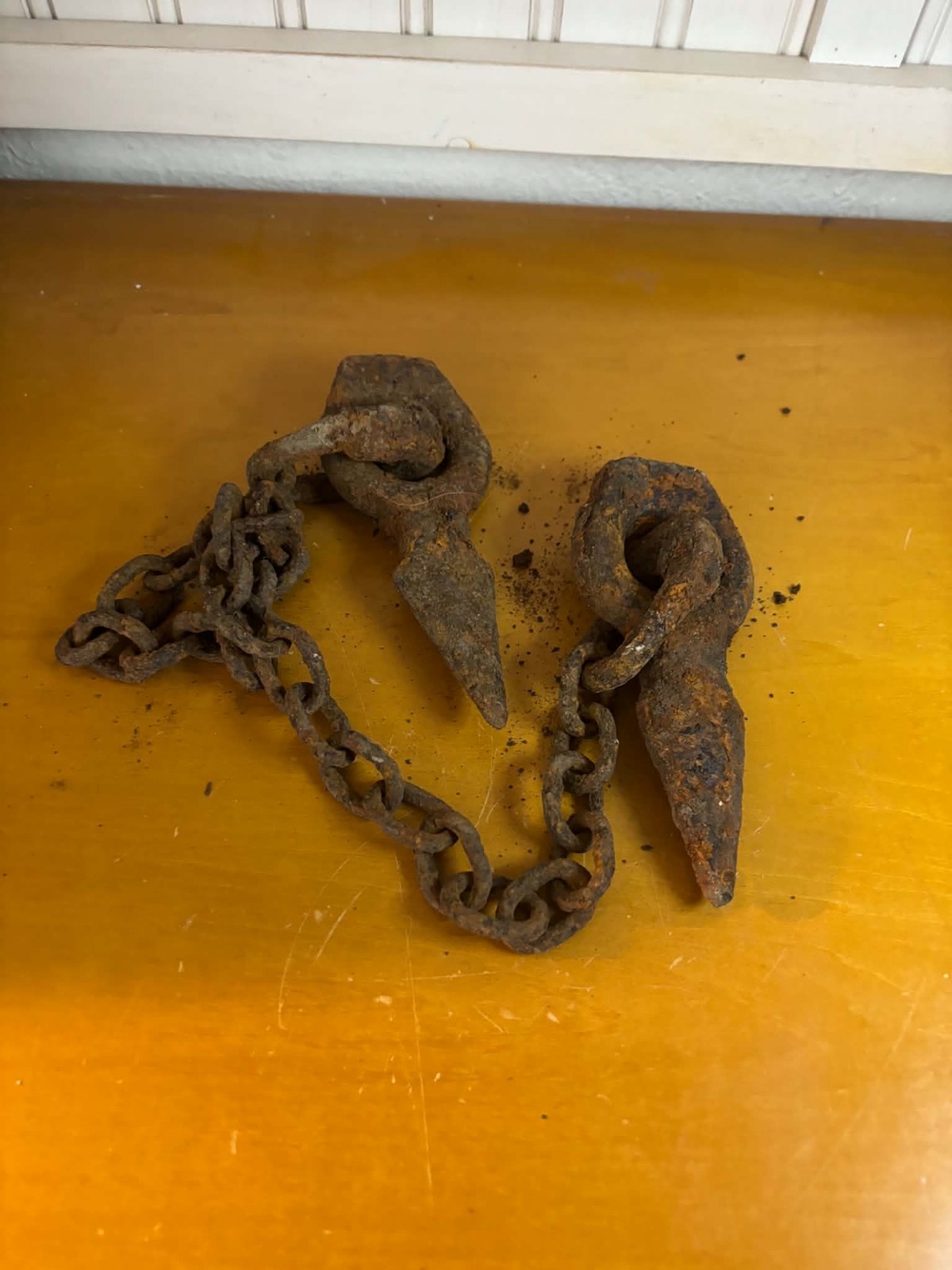 Antique Hand Forged Iron Rafting Log Dog Vintage Logging Spike Chain Tool Antique Hand Forged Iron Rafting Log Dog Vintage Logging Spike Chain Tool