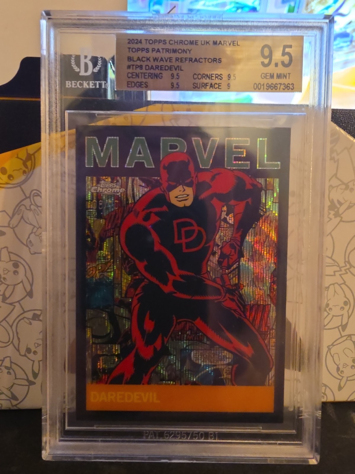 2024 TOPPS CHROME MARVEL DAREDEVIL PATRIMONY BLACK WAVE 8/10 BGS 9.5