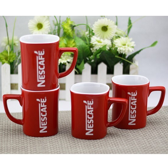 4 Brand New Nescafe Red Cup Mug Coffee Ceramic Collectible 8oz U.S Seller Four