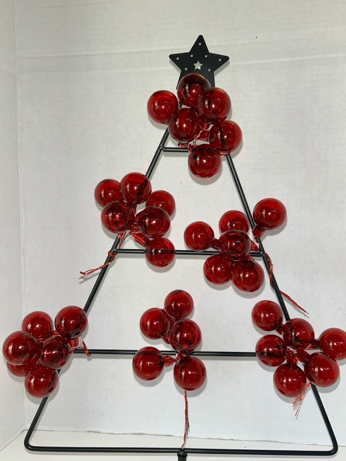 VTG Lot 36 1” Blown Glass Christmas Balls Wired Picks Red Jewel Tone