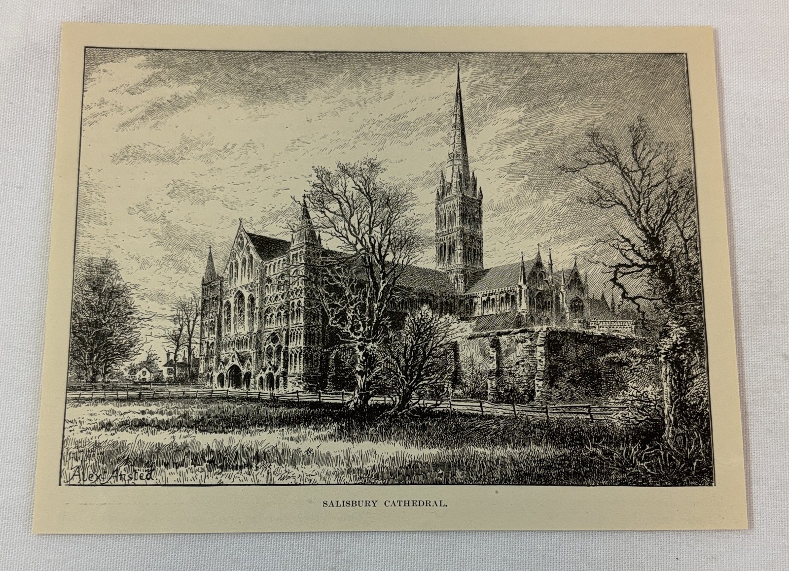 1896 magazine engraving SALISBURY CATHEDRAL