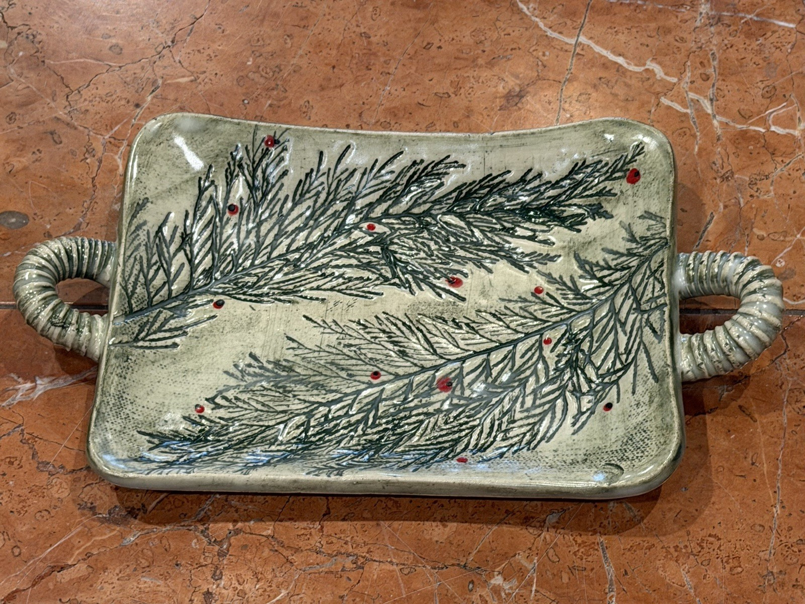 ROGIER STUDIO ART POTTERY WINTER BERRY PINE 10\