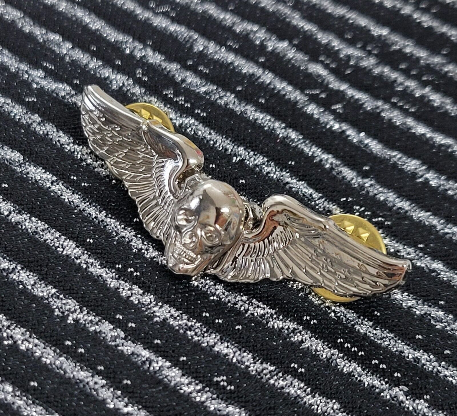 USAF Skull Aviation Pilot Wing US Air Force Badge Pin Aviator Insignia Silver