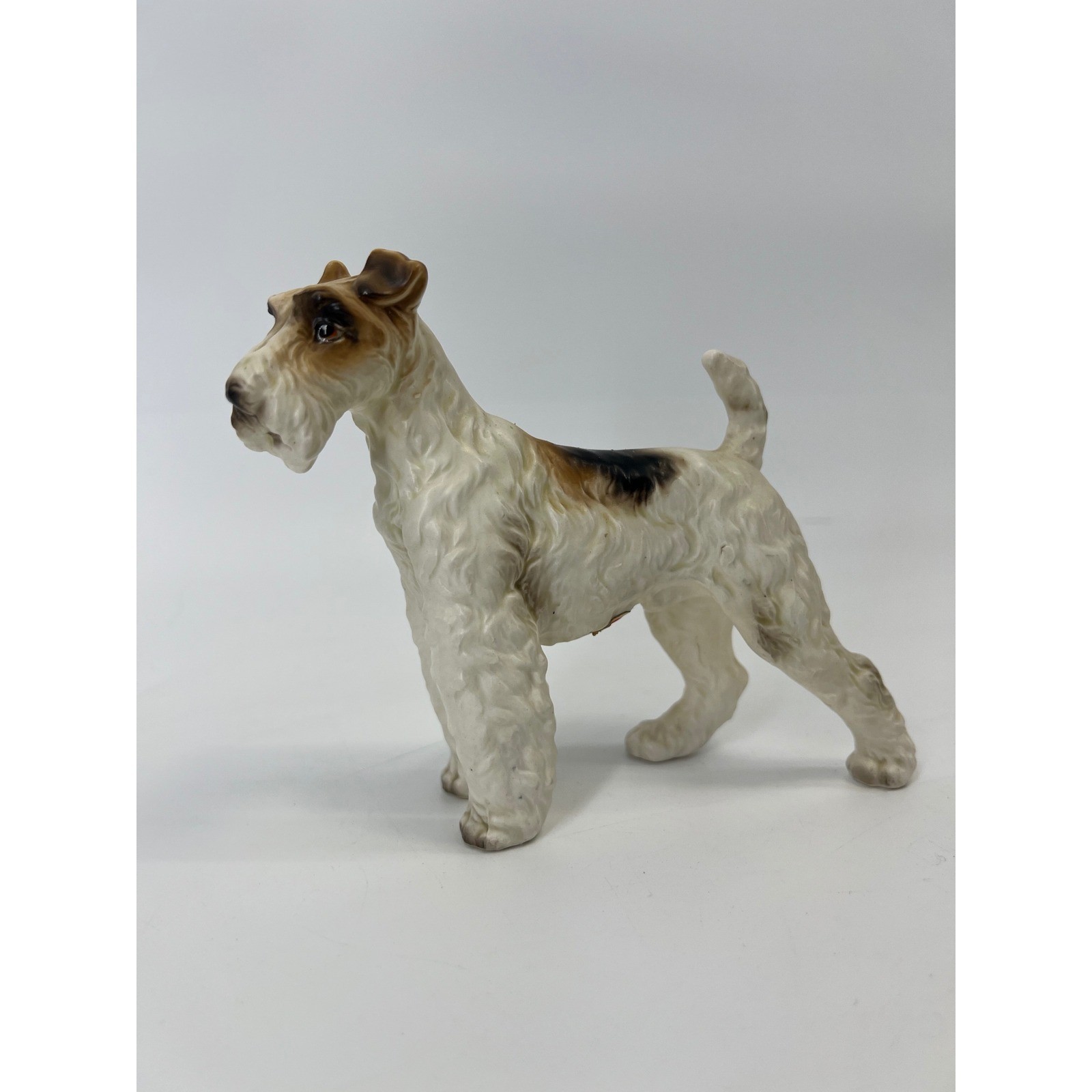 Vintage Lefton Porcelain Wire Haired Fox Terrier Dog Figurine Hand Painted Japan
