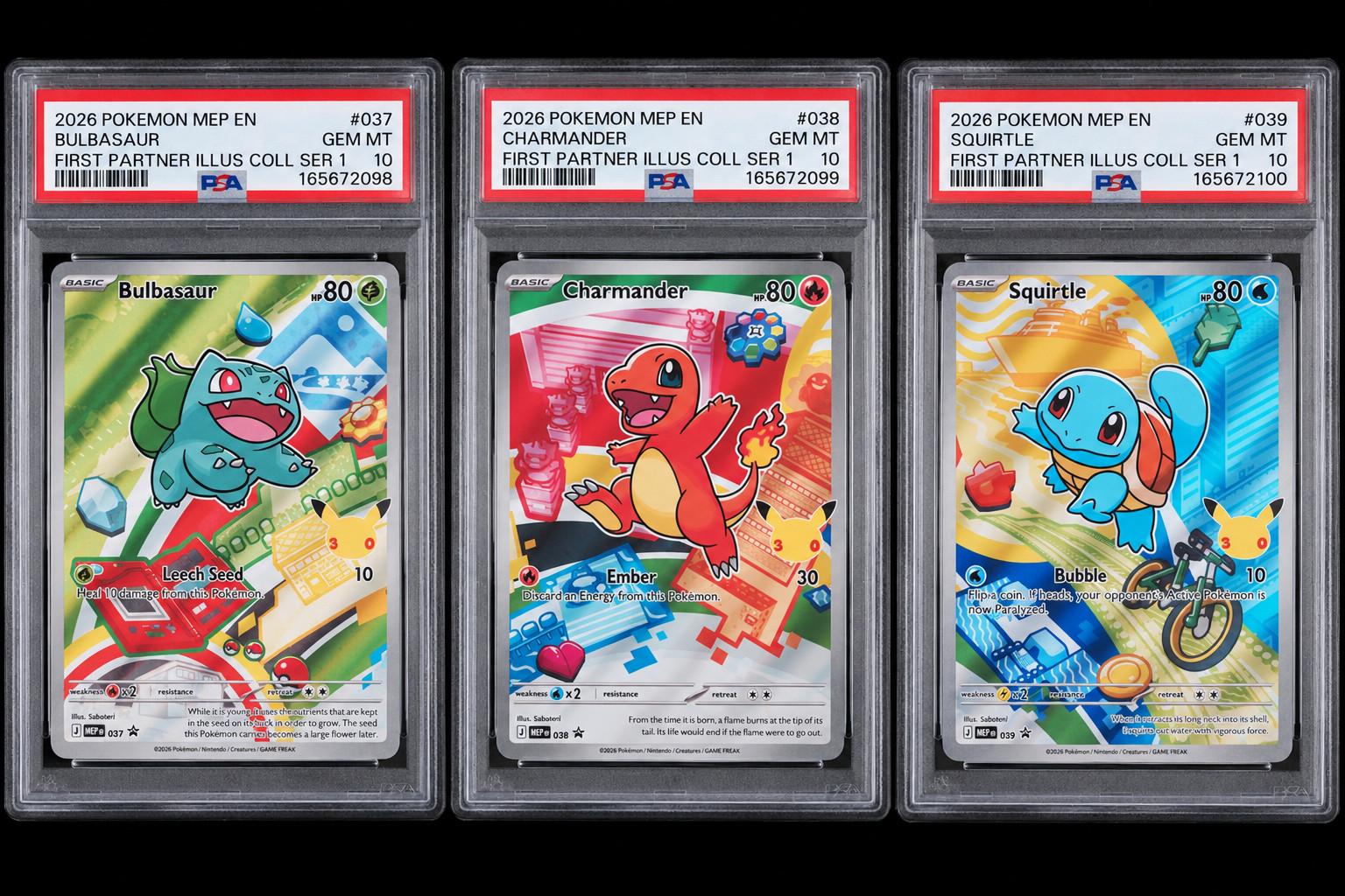 PSA 10 Sequential Pokémon First Partner Illustration Collection Series 1 Kanto PSA 10 Sequential Pokémon First Partner Illustration Collection Series 1 Kanto