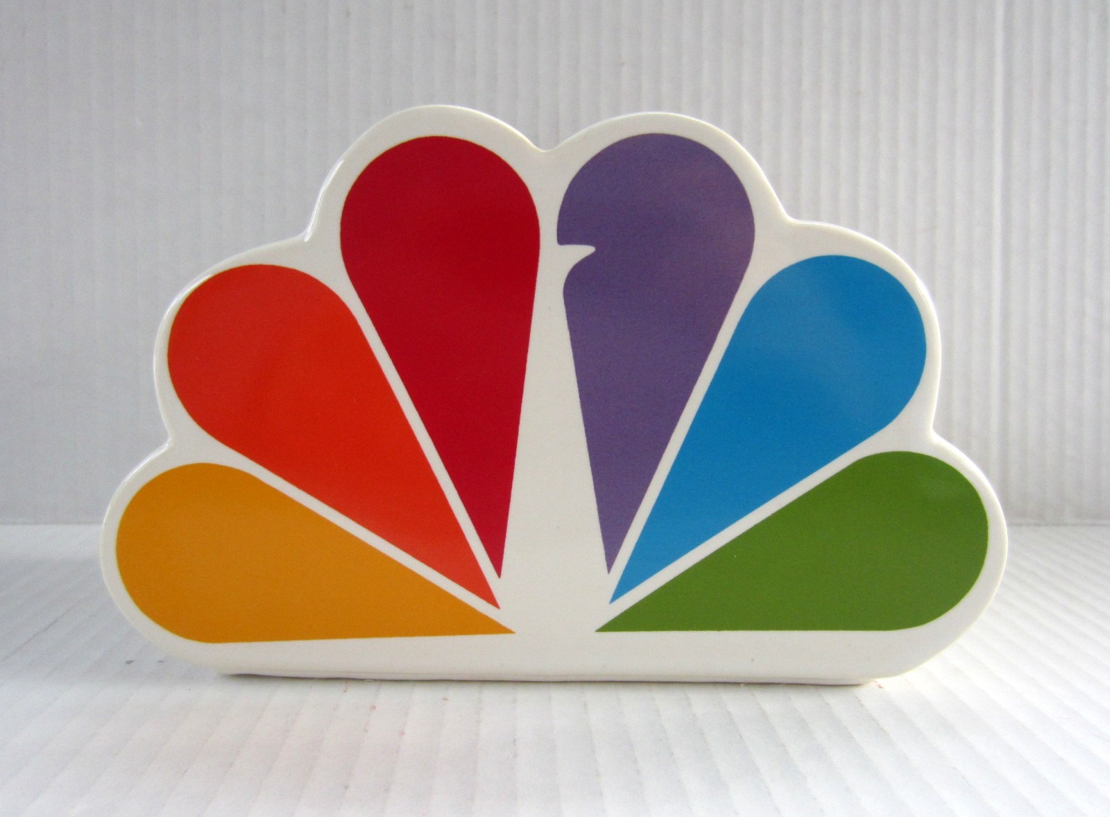 Vintage 1980\'s NBC Peacock Logo Ceramic Advertising Promo Coin Bank with Stopper