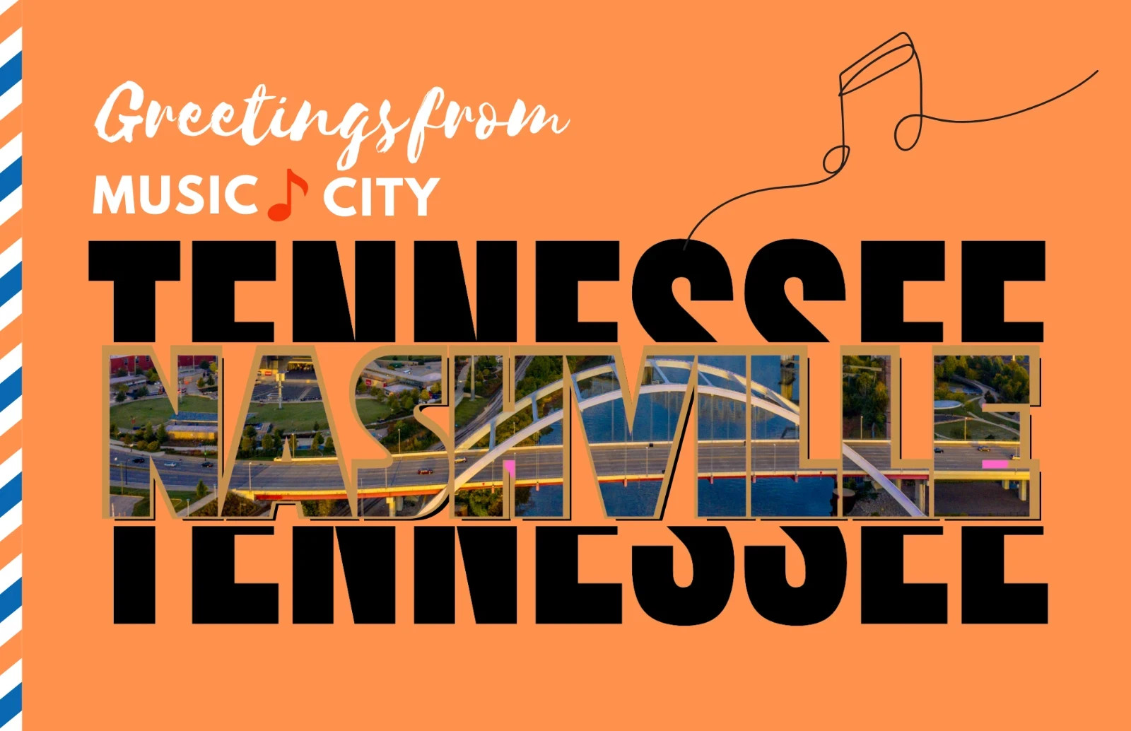 Greetings from Nashville Tennessee Postcard 5.5x8.5 Glossy Custom Design Sticker