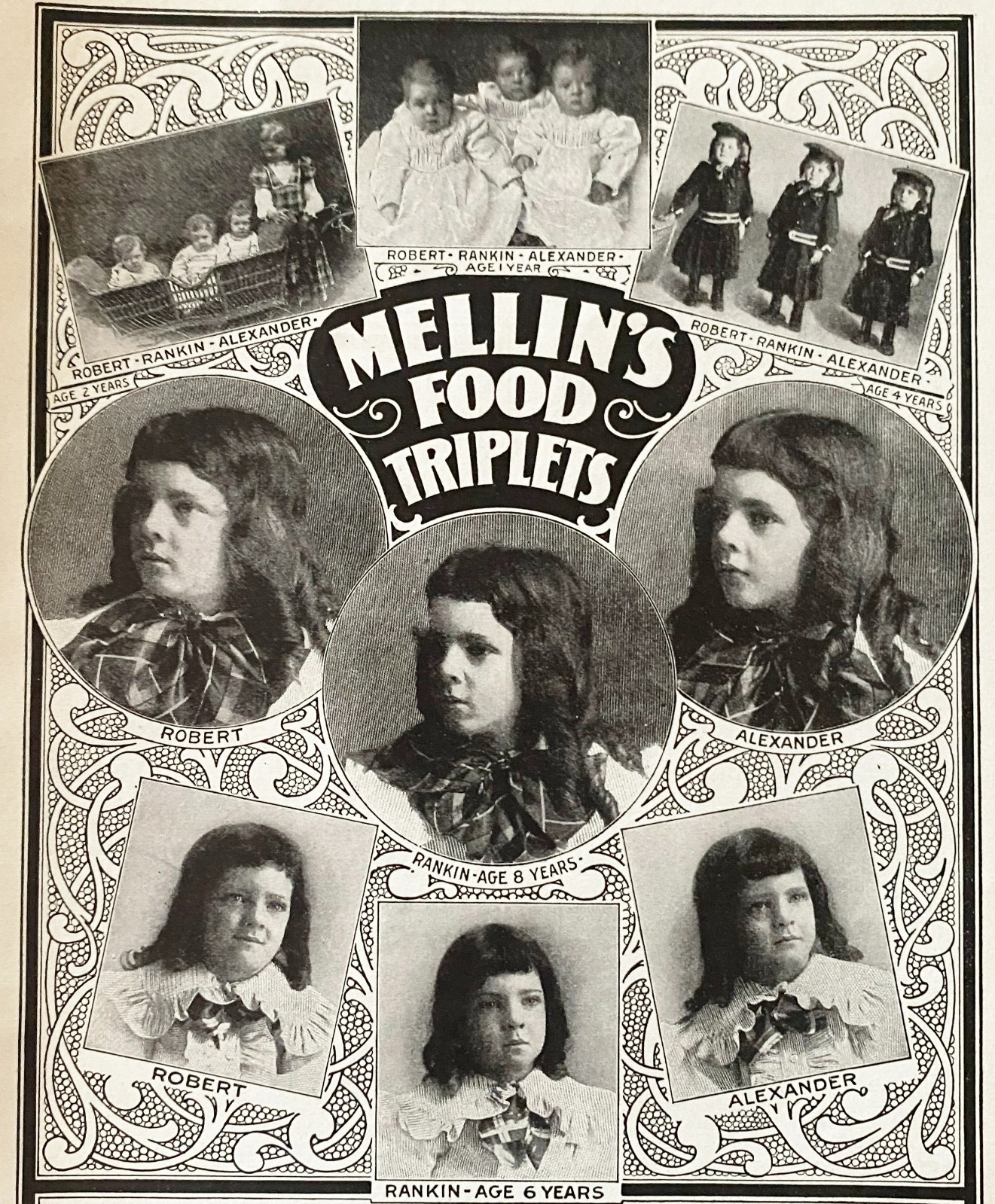 1899 MELLIN'S FOOD TRIPLETS Vtg Print Ad~Richmond KY Mason Boys Baby-Kids Photos