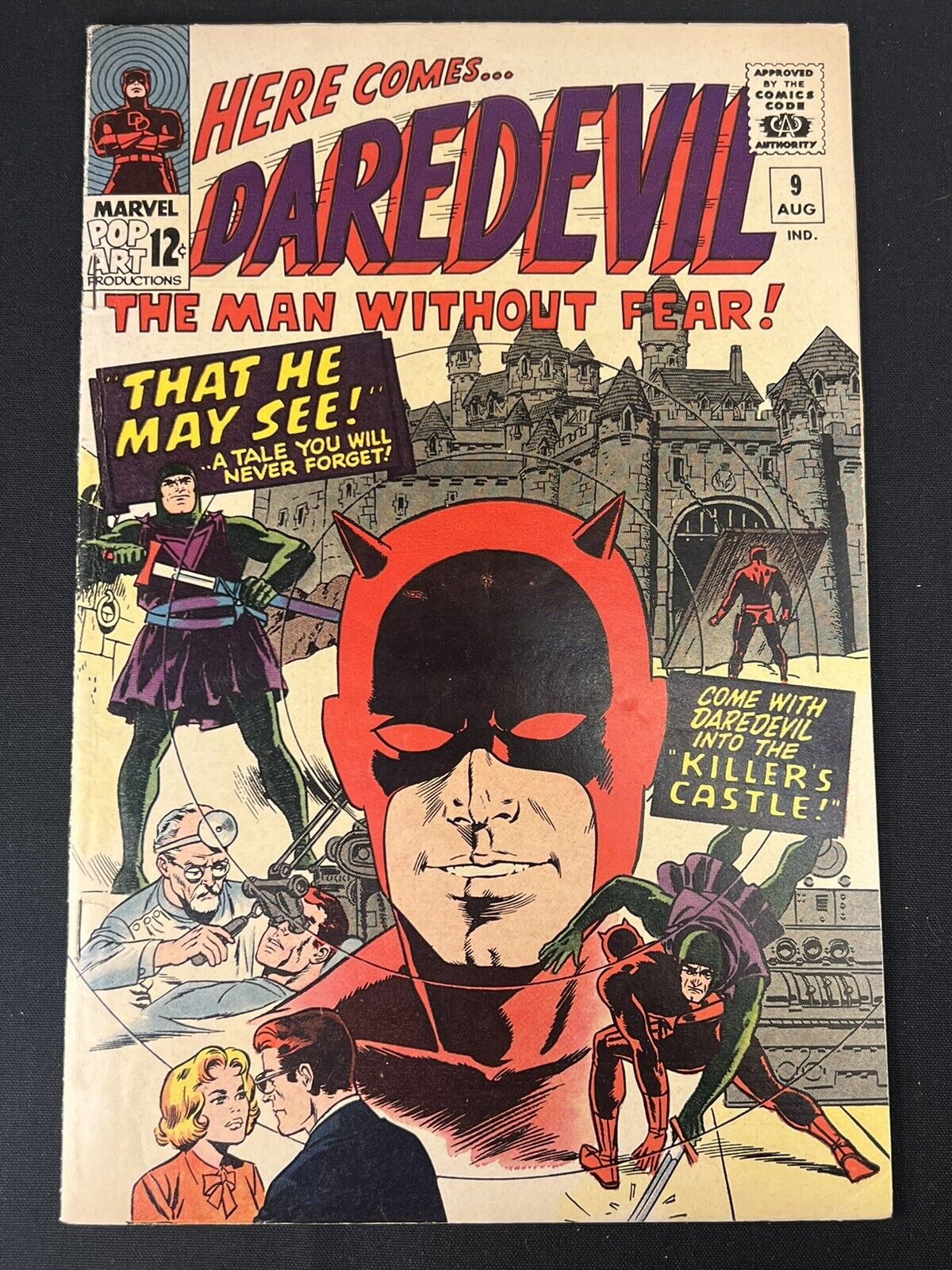 Daredevil #9 1st Appearance of The Organizer 1st Marvel Pop Art Production Logo