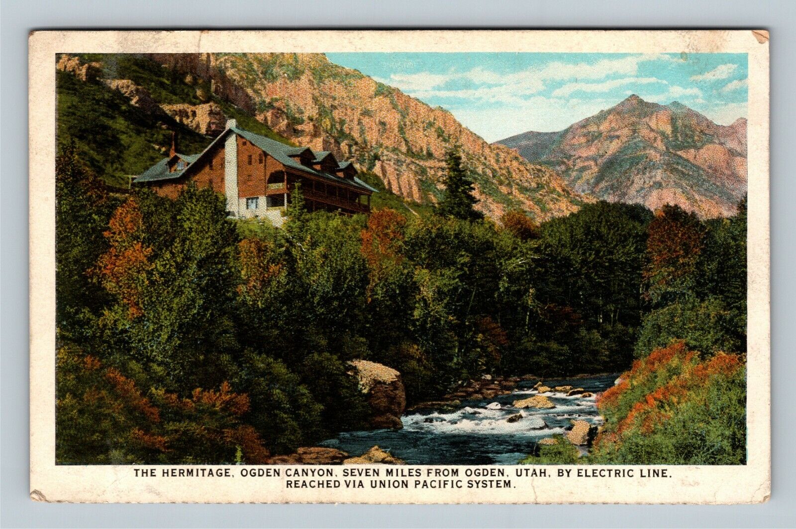 Ogden Canyon Hermitage Hotel Resort Burned Down1939, Utah c1925 Vintage Postcard