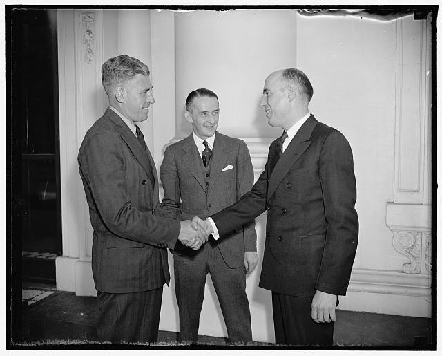 Washington DC White House 1938 Raymon Muir Howell Crim handshake officials