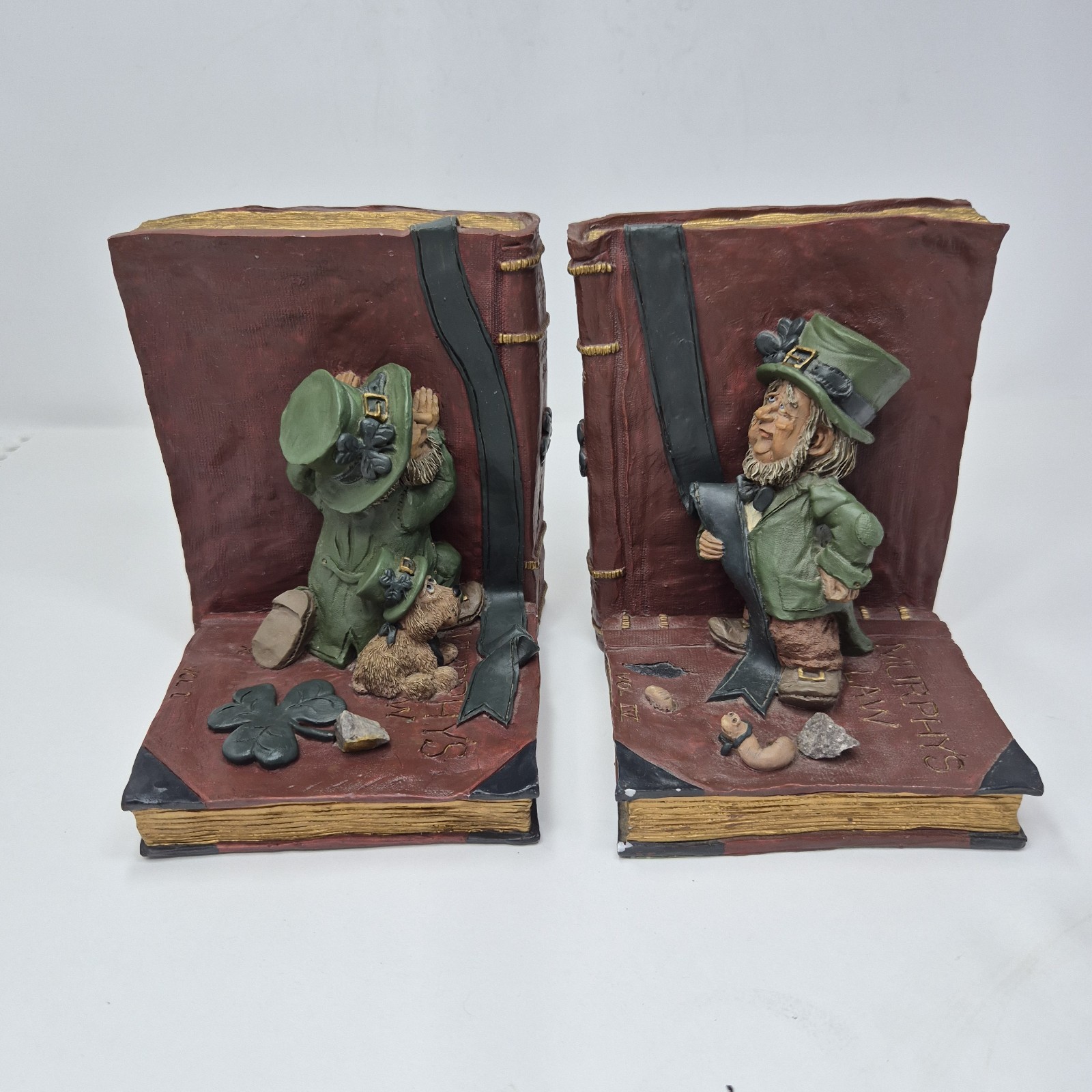 MURPHY\'S LAW Irish Bookends Book Ends with Leprechauns and Blarney Stones