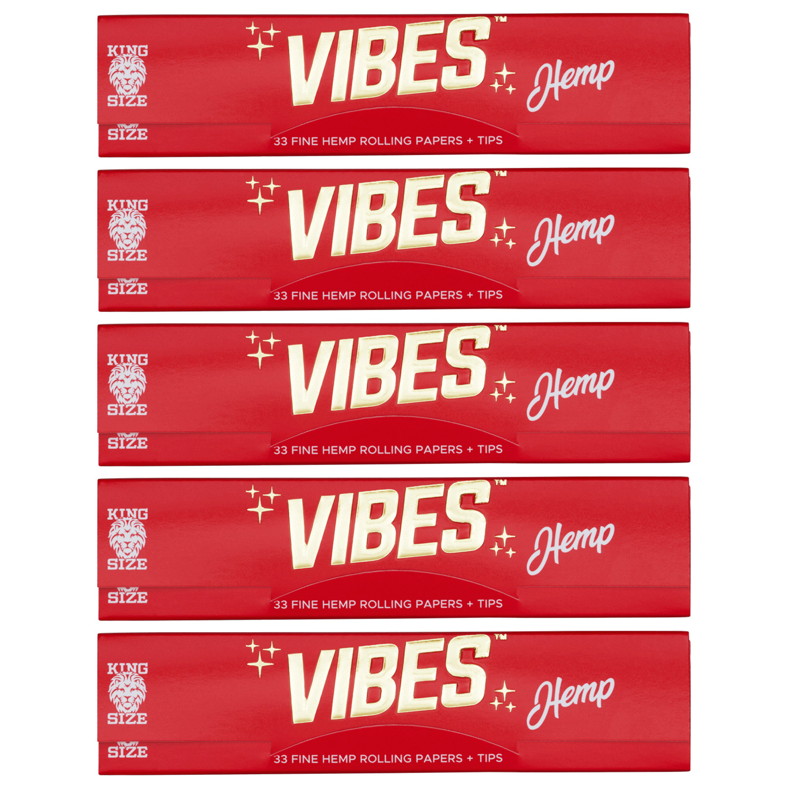 VIBES Rolling Papers - Hemp + Tips (King Size) 5 Booklets, 33 Leaves Each VIBES Rolling Papers - Hemp + Tips (King Size) 5 Booklets, 33 Leaves Each