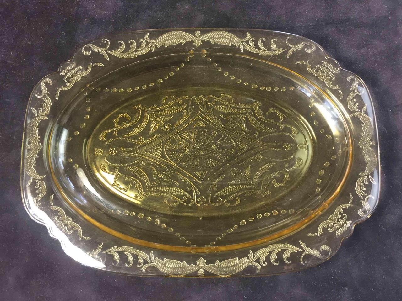 Vintage Yellow Amber Depression Glass Madrid Pattern 11\ Vintage Yellow Amber Depression Glass Madrid Pattern 11\