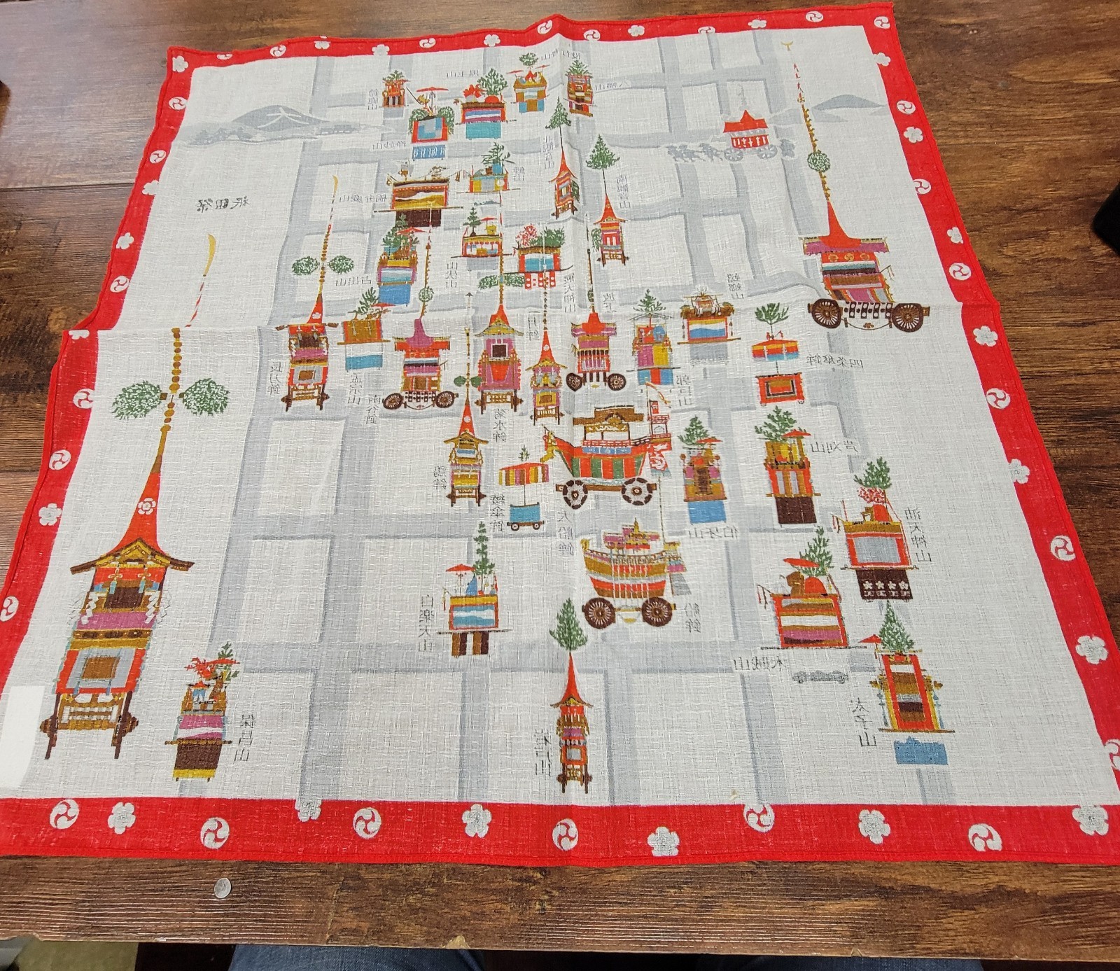 Iwai Gion Festival Handkerchief Kyoto Cotton 100% Traditional Never Used RED