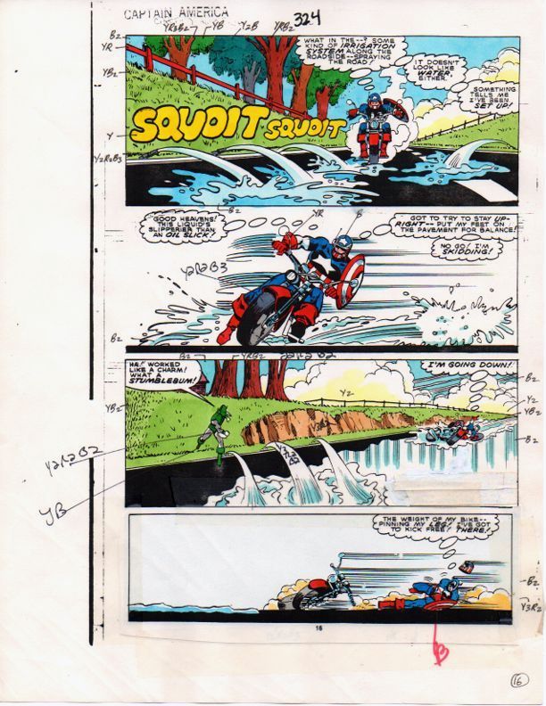 1986 Captain America 324 page 16 Marvel Comics color guide comic book art:1980\'s 1986 Captain America 324 page 16 Marvel Comics color guide comic book art:1980\'s