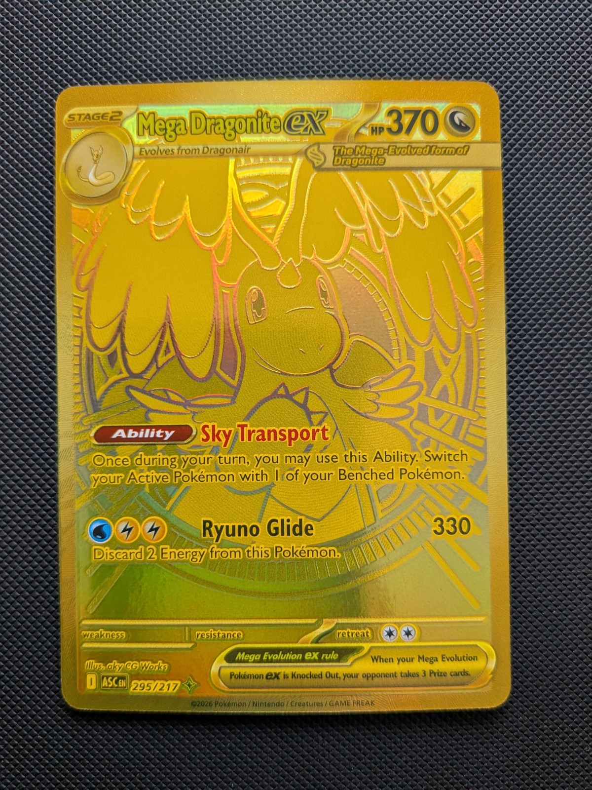 Pokémon TCG Mega Dragonite EX 295/217 Ascended Hero's Ultra Rare Gold Card NM