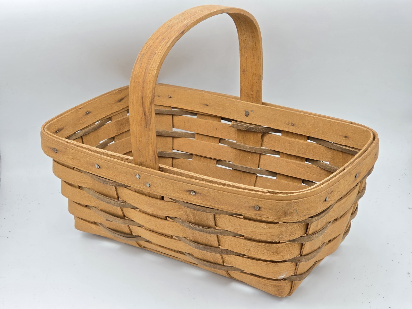 Vintage 1991 Longaberger Basket Fixed Handle Handwoven USA Signed 8\