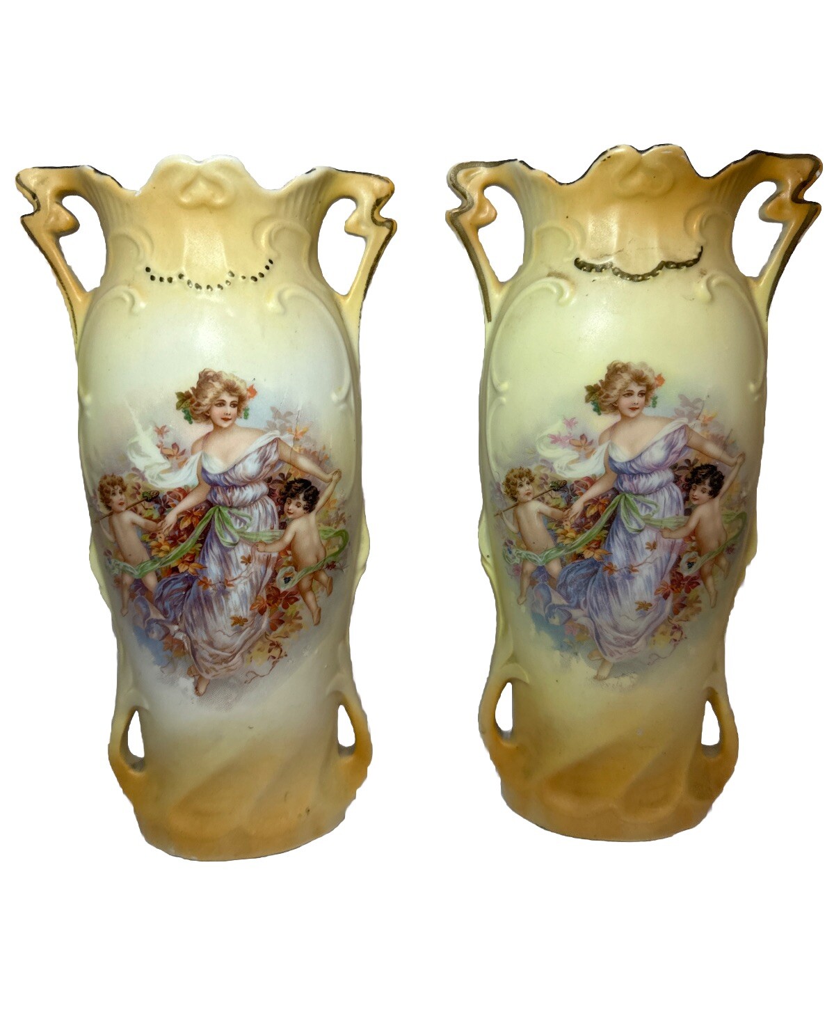 10” Antique Porcelain Vases West Germany Stamped 2926 Lot of 2 10” Antique Porcelain Vases West Germany Stamped 2926 Lot of 2