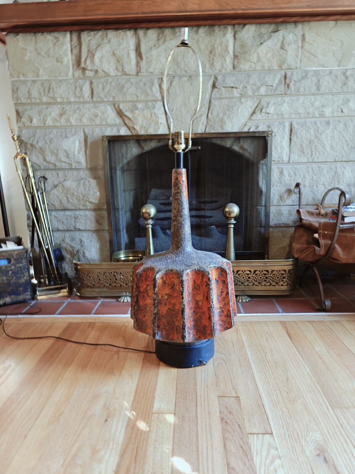 Mid Century Modern Brutalist Ceramic Lamp